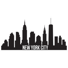 Obraz premium New York city skyline horizontal banner. New York city, USA. Vector template for your design. Vector black silhouette. with white background