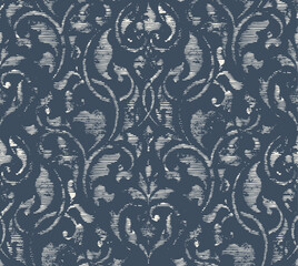Damask seamless pattern element with brush strokes. Vintage classical old fashioned damask ornament, seamless texture for wallpapers, textile.