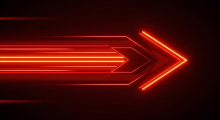 Red Neon Arrow Speed Background - Futuristic glow, tech gamer graphic, fast movement, cyber casino, dynamic party