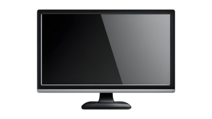 Monitor with transparent screen mockup, front view, clean edges