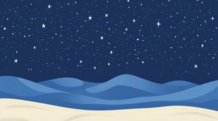 Fototapeta premium Starry night over a sandy landscape.