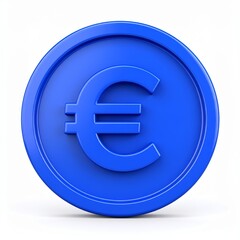 Obraz premium Euro Currency Symbol on Green Coin 3d icon in cartoon plastic style minimal isolated on white background, clipping path