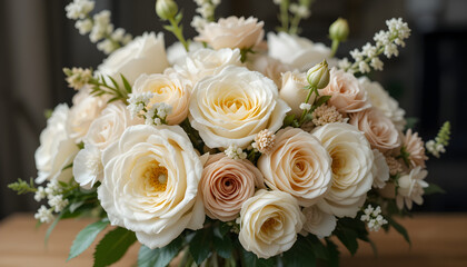 Beautiful cream flowers bouquet
