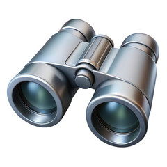 3D metallic binoculars isolated on transparent background