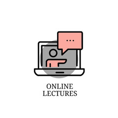 Online Lectures Icon &ndash; E-Learning and Distance Education Concept