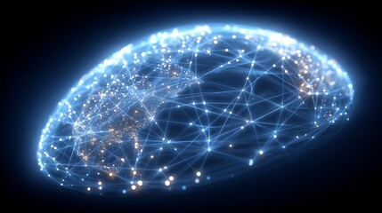 Global network of interconnected luminous points.