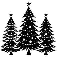 set of christmas trees