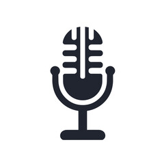 Classic microphone icon in black and white on a simple background  