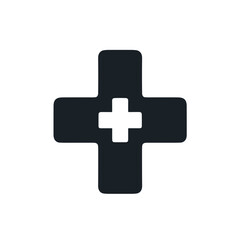 Medical cross symbol in simple black design  