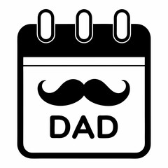 Father’s Day Calendar Icon – Black and White Dad Mustache Graphic