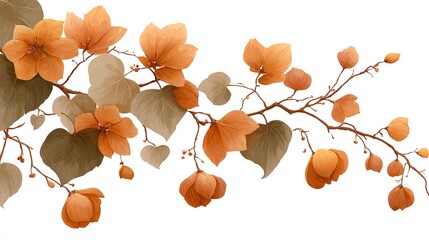 Delicate orange leaves on a vine, showcasing autumn's beauty.