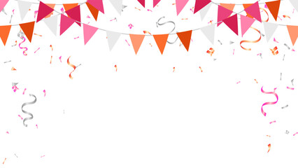 Frame colorful bunting garland flag and confetti pride month decoration elements isolated vector illustration © Little J