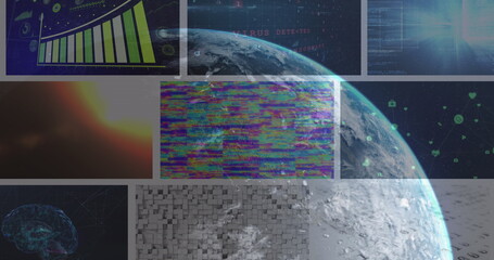 Image of globe over different images