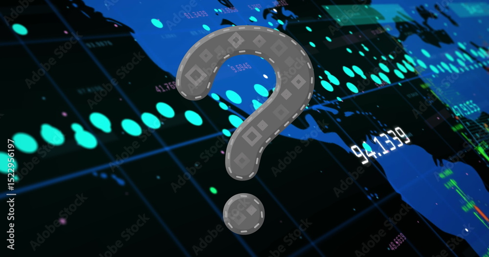 Poster image of question mark over data processing