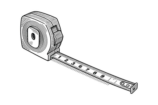 Detailed vector illustration of a measuring tape on a clean white background, tool for work.