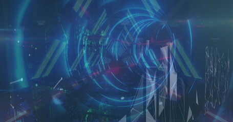 Image of tunnel made of lights, shapes and lights