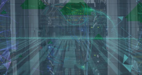 Image of financial data processing over businessman