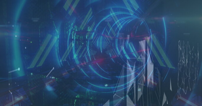 Image of tunnel made of lights, shapes and lights