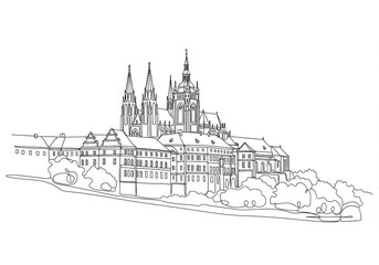 Fototapeta premium Prague Castle one line drawing 