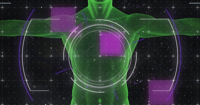 Image of scope scanning, markers and data processing over human body - Powered by Adobe