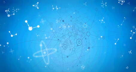 Image of network of connections over molecules on blue backgound