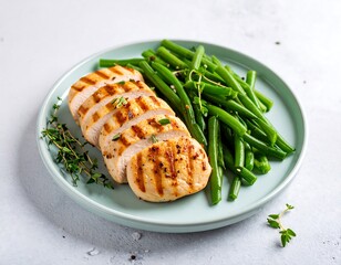 Grilled chicken breast with green beans (3)