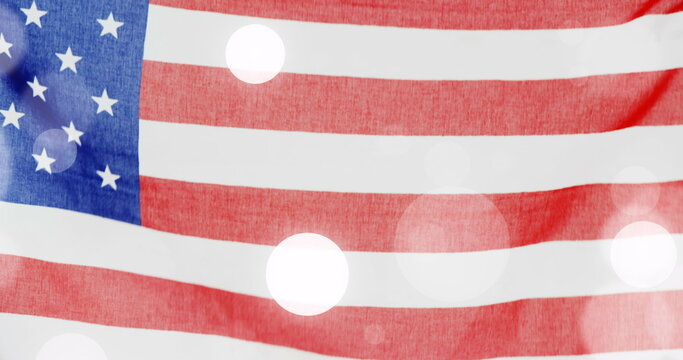 Naklejki Image of light spots over flag of usa