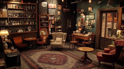 Vintage Coffee Shop Interior Design With Comfortable Seating