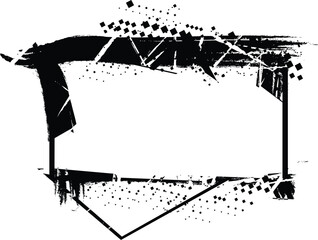 PNG Grunge Texture Frame with Abstract Ink Spray Frame Borders Glitch Distortion Noise