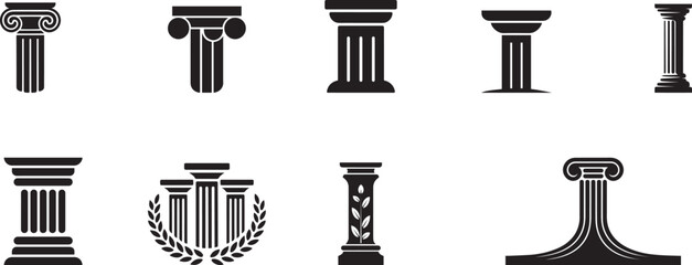 Classic column styles architectural icons set. eps-10