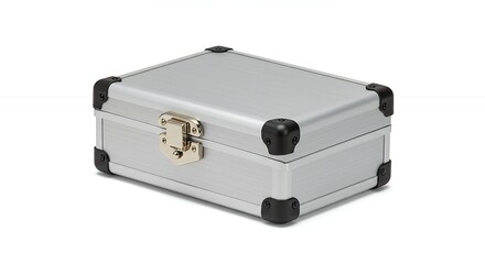 Light gray metal box isolated on white background