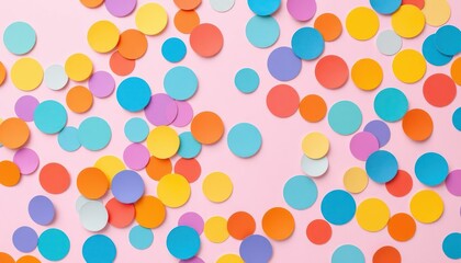Bright colorful confetti circles creating an joyful abstract background