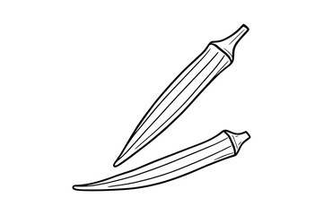 Minimalist vector illustration of fresh okra pods on a clean white background, simple design.