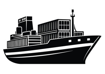 Obraz premium Shipping Container Vessel Silhouette Vector Illustration for Sea Freight and Export Graphics