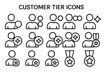 Customer tier icons: reward levels and membership status indications