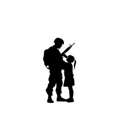 Fototapeta premium Soldier Protecting Child - Black & White Security Badge