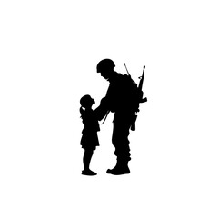 Soldier Protecting Child - Black & White Security Badge