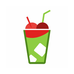 green cocktail with straw