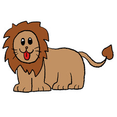 Hand drawn lion for cartoon character, comic, mascot, plush toy, animal, sticker, zoo, souvenir shop, fabric print, decoration, brand logo, icon, brooch, standee, happy emoji, cute patches	
