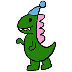 Hand drawn green dinosaur png for wild animal, stickers, cartoon character, comic, mascot, plush toy, kid doll, cute patch, shirt print, brooch, standee, department store, logo, icon, emoji, greeting
