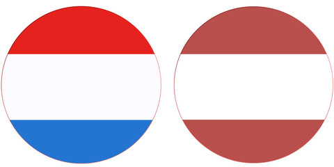Luxembourg Official flag with Latvia national flag, both countries flags in Round shape and isolated on white background
Circular colorful design Flag with together.