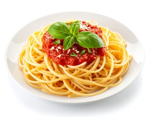 Plate of spaghetti with tomato sauce