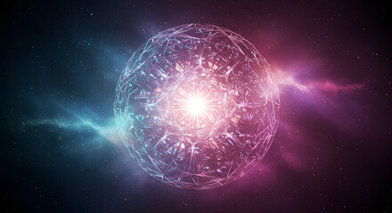 Radiant Celestial Orb A Glowing Sphere in Cosmic Nebula