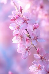 Obraz premium Delicate Pink Blossoms In Soft Focus, Close Up