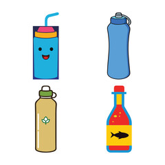 Bundle of Fish Sauce and Colorful BPA-Free Kids Water Bottles with Straw – Custom Branded Eco-Friendly Bottles