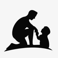 Silhouette of Father and Child Bonding Moment