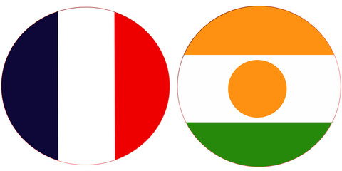 Romania Official flag with Niger national flag, both countries flags in Round shape and isolated on white background
Circular colorful design Flag with together.