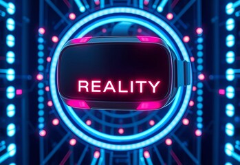 futuristic reality background with neon lights