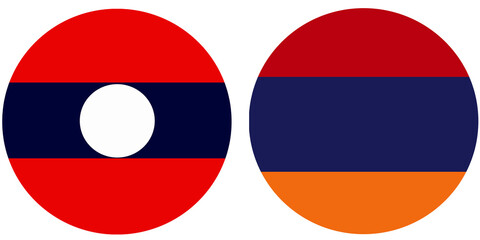 Laos Official flag with Armenia national flag, both countries flags in Round shape and isolated on white background
Circular colorful design Flag with together.