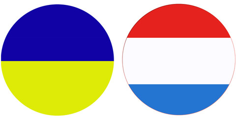 Ukraine Official flag with Luxembourg national flag, both countries flags in Round shape and isolated on white background
Circular colorful design Flag with together.